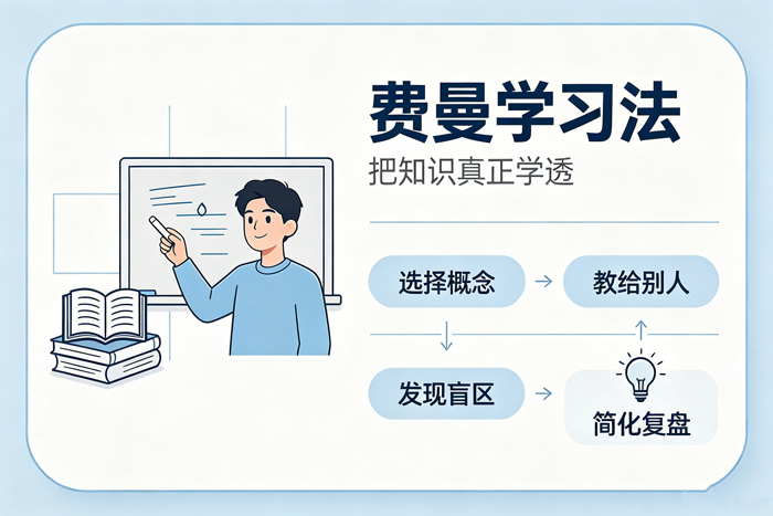 费曼学习法四步骤:学习、教授、查漏、简化
