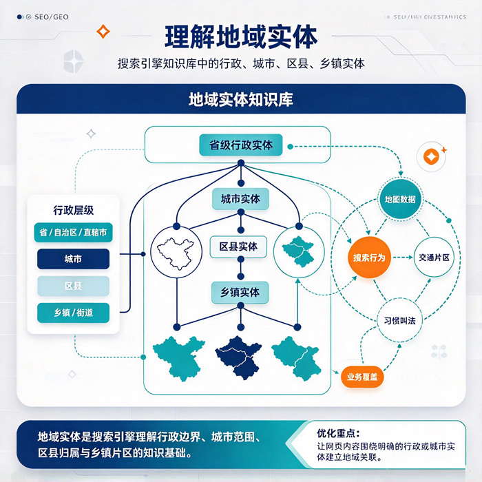 理解地域实体，搜索引擎知识库当中的行政、城市、区县、乡镇实体